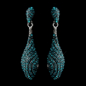 Antique Silver Teal Pave Rhinestone Dangle Bridal Earrings 8659 Antique Silver Teal Pave Rhinestone Dangle Bridal Earrings 8659