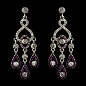 Silver Amethyst & Clear Rhinestone Chandelier Bridal Earrings 8681 Silver Amethyst & Clear Rhinestone Chandelier Bridal Earrings 8681