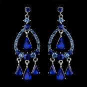 Silver Blue Sapphire Crystal & Rhinestone Chandelier Bridal Earrings 8686 Silver Blue Sapphire Crystal & Rhinestone Chandelier Bridal Earrings 8686