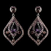 Antique Silver Amethyst CZ Tear Drop Crystal & Rhinestone Chandelier Bridal Earrings 8687 Antique Silver Amethyst CZ Tear Drop Crystal & Rhinestone Chandelier Bridal Earrings 8687