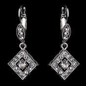 Antique Silver Clear Austrian Crystal Drop Bridal Earrings 9245 Antique Silver Clear Austrian Crystal Drop Bridal Earrings 9245