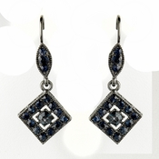Hematite Navy Austrian Crystal Drop Bridal Earrings 9245 Hematite Navy Austrian Crystal Drop Bridal Earrings 9245