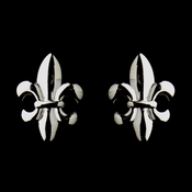 Silver Fleur De Lis Stud Bridal Earrings 9258 Silver Fleur De Lis Stud Bridal Earrings 9258