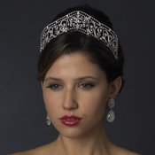 Antique Silver Princess Rhinestone Bridal Tiara Headpiece 665 Antique Silver Princess Rhinestone Bridal Tiara Headpiece 665