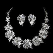 Silver Clear CZ Crystal Tear Drop & Marquise Crystal Necklace & Earrings Bridal Jewelry Set 1290 Silver Clear CZ Crystal Tear Drop & Marquise Crystal Necklace & Earrings Bridal Jewelry Set 1290