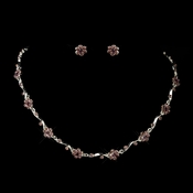 Silver Light Amethyst w/ Dark Amethyst Center Rhinestone Necklace & Earrings Bridal Jewelry Set 384 Silver Light Amethyst w/ Dark Amethyst Center Rhinestone Necklace & Earrings Bridal Jewelry Set 384
