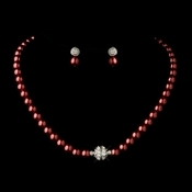 Silver Burgundy Glass Pearl Pave Ball Necklace & Earrings Bridal Jewelry Set 720 Silver Burgundy Glass Pearl Pave Ball Necklace & Earrings Bridal Jewelry Set 720