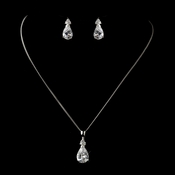 CZ Crystal Pear Cut Tear Drop Crystal Necklace & Earrings Bridal Jewelry Set 8663 Available in Silver and Gold CZ Crystal Pear Cut Tear Drop Crystal Necklace & Earrings Bridal Jewelry Set 8663 Available in Silver and Gold