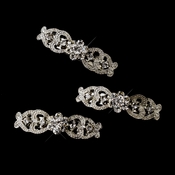 Vintage Rhodium Silver Rhinestone Flower Barrette 0050 (Set of 12) Vintage Rhodium Silver Rhinestone Flower Barrette 0050 (Set of 12)
