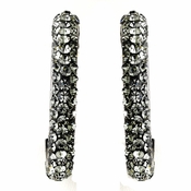 Antique Silver Black Diamond Hoop Earrings 8707 Antique Silver Black Diamond Hoop Earrings 8707