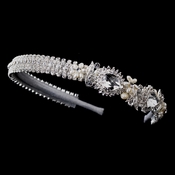 Silver Freshwater Pearl & Crystal Headband Headpiece 917 Silver Freshwater Pearl & Crystal Headband Headpiece 917