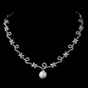 Antique Silver Pearl & CZ Necklace 3871 Antique Silver Pearl & CZ Necklace 3871