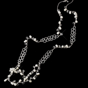 Silver Silk w/ Leaves, Pearls, and Clear Crystals Necklace 7834 Silver Silk w/ Leaves, Pearls, and Clear Crystals Necklace 7834