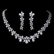 Silver CZ Necklace & Earring Set 1289***Discontinued*** Silver CZ Necklace & Earring Set 1289***Discontinued***
