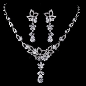 Silver Clear CZ Necklace & Earring Set 1296 Silver Clear CZ Necklace & Earring Set 1296
