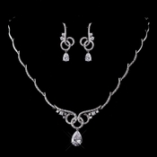 Silver Clear CZ Necklace Earring Set 1298 Silver Clear CZ Necklace Earring Set 1298