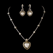 Silver Clear Heart Set w/ Gold Trim Necklace Earring Set 7995 Silver Clear Heart Set w/ Gold Trim Necklace Earring Set 7995