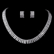 Silver Clear CZ Necklace & Earring Set 8616 Silver Clear CZ Necklace & Earring Set 8616