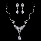 Silver Clear CZ Necklace & Earring Set 8621 Silver Clear CZ Necklace & Earring Set 8621