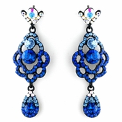 Four Tone Blue Mix on Black Chandelier Earring Set 8540 Four Tone Blue Mix on Black Chandelier Earring Set 8540