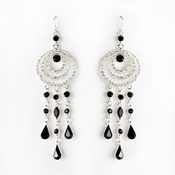 * Immaculate Silver Clear & Black Austrian Crystal Chandelier Earrings 24496 * Immaculate Silver Clear & Black Austrian Crystal Chandelier Earrings 24496