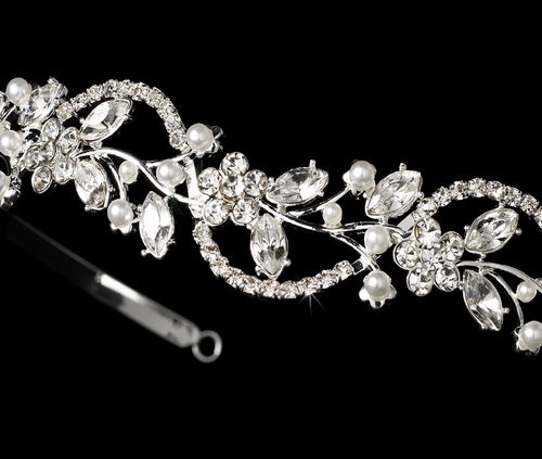 Crystal and Pearl Wedding Floral Tiara Headband HP 392 Crystal and Pearl Wedding Floral Tiara Headband HP 392