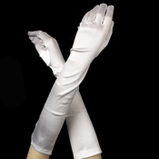 Satin Bridal Bridesmaid Gloves - White Satin Bridal Bridesmaid Gloves - White
