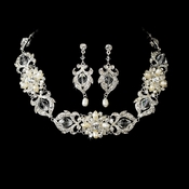 Necklace Earring Set NE 7844 Silver Ivory Necklace Earring Set NE 7844 Silver Ivory