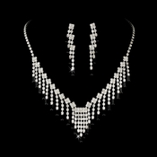 * Glamorous Silver Black Crystal Necklace & Earring Set NE 365 * Glamorous Silver Black Crystal Necklace & Earring Set NE 365