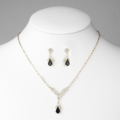 Gold Black Crystal Drop Jewelry Set NE 344 Gold Black Crystal Drop Jewelry Set NE 344