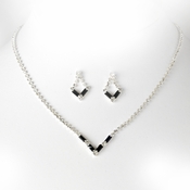 Silver Black Rhinestone Necklace & Earring Set NE 341 Silver Black Rhinestone Necklace & Earring Set NE 341