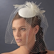 Vintage White or Ivory Bridal Hat w/ Bird Cage Face Veil & Flower Adornment 8307 Vintage White or Ivory Bridal Hat w/ Bird Cage Face Veil & Flower Adornment 8307