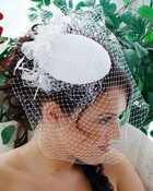 * Vintage Bridal Hat with Bird Cage Veil Comb 8306 * Vintage Bridal Hat with Bird Cage Veil Comb 8306