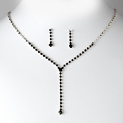 * Necklace Earring Set 313 Silver Black * Necklace Earring Set 313 Silver Black