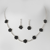 * Necklace Earring Set 70156 Silver Black * Necklace Earring Set 70156 Silver Black