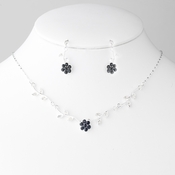 * Necklace Earring Set 330 Silver Black * Necklace Earring Set 330 Silver Black