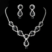 Silver Necklace & Earring Set with Onyx Crystals and Clear Rhinestones4362***Discontinued*** Silver Necklace & Earring Set with Onyx Crystals and Clear Rhinestones4362***Discontinued***