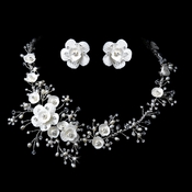 Beautiful Crystal, Porcelain & Pearl Bridal Jewelry Set NE 1015 Beautiful Crystal, Porcelain & Pearl Bridal Jewelry Set NE 1015