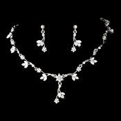 Necklace Earring Set 171 Rhodium Silver White Necklace Earring Set 171 Rhodium Silver White