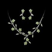 Necklace Earring Set 363 Silver Green * 1 Left * Necklace Earring Set 363 Silver Green * 1 Left *