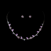 Necklace Earring Set 3734 Silver Amethyst Necklace Earring Set 3734 Silver Amethyst