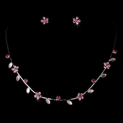 Necklace Earring Set 3734 Silver Pink Necklace Earring Set 3734 Silver Pink