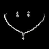 Necklace Earring Set 402 C Silver White Necklace Earring Set 402 C Silver White