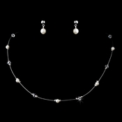 Lovely Children's Silver Pearl & Clear Crystal Bead Necklace & Earring Set 408 Lovely Children's Silver Pearl & Clear Crystal Bead Necklace & Earring Set 408