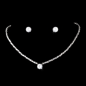 Necklace Earring Set 51067 Silver Clear Necklace Earring Set 51067 Silver Clear