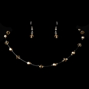 Silver Light Brown Necklace Earring 7220 Silver Light Brown Necklace Earring 7220