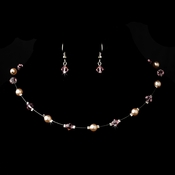 Silver Pink Necklace Earring 7220 Silver Pink Necklace Earring 7220