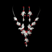 Necklace Earring Set 8280 Silver Red***Discontinued*** Necklace Earring Set 8280 Silver Red***Discontinued***