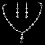 Necklace Earring Set NE 8353 Silver White Necklace Earring Set NE 8353 Silver White