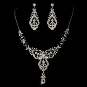 Antique Silver Clear Necklace Earring Set 8393 Antique Silver Clear Necklace Earring Set 8393